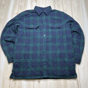 LL BEAN Men's Fleece Lined Flannel Shirt Size Medium Traditional Fit Plaid